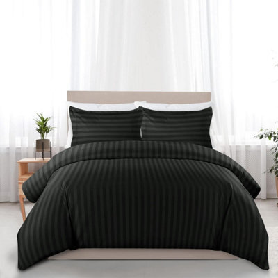 3-Piece Satin Stripe Duvet Cover Set Ultra Soft Microfiber Luxury Bedding, Hypoallergenic, Breathable & Anti-Wrinkle Quilt Cover W - image 1
