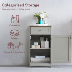 Grey Bathroom 1 Drawer 1 Door Cabinet Bedroom Storage Dresser Cupboard - thumbnail 4