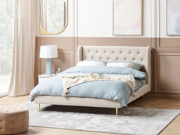 Beliani Bed Velvet Forbach 140 X 200 Cm (Eu Double) Beige - thumbnail 2