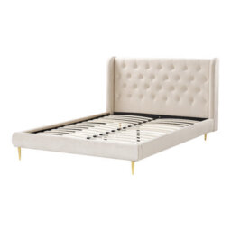 Beliani Bed Velvet Forbach 140 X 200 Cm (Eu Double) Beige - thumbnail 5