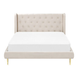 Beliani Bed Velvet Forbach 140 X 200 Cm (Eu Double) Beige - thumbnail 4