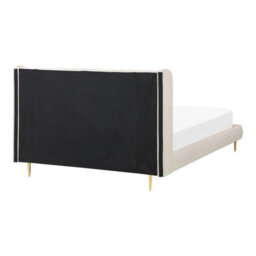 Beliani Bed Velvet Forbach 140 X 200 Cm (Eu Double) Beige - thumbnail 6