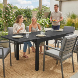 Outsunny Expandable Patio Table For 4-6 People With Slatted Top, Black - thumbnail 9