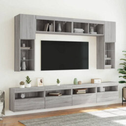 Berkfield Tv Wall Cabinet With Led Lights Grey Sonoma 60X30X40 Cm - thumbnail 6
