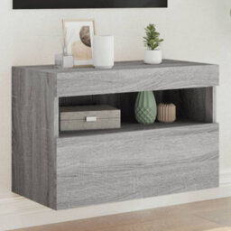 Berkfield Tv Wall Cabinet With Led Lights Grey Sonoma 60X30X40 Cm - thumbnail 1