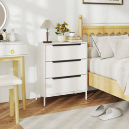 Homcom Chest Of Drawers, 3 Fabric Drawer Dresser, Aluminium Handles, White - thumbnail 9