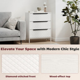 Homcom Chest Of Drawers, 3 Fabric Drawer Dresser, Aluminium Handles, White - thumbnail 8