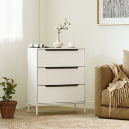 Homcom Chest Of Drawers, 3 Fabric Drawer Dresser, Aluminium Handles, White