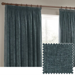 Yard Heavy Chenille Velvet Room Darkening Pencil Pleat Curtain Pair Marine (W)229Cm X (D)229Cm