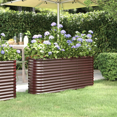 Walplus Garden Raised Bed Galvanised Steel 152X40X68 Cm Brown - image 1