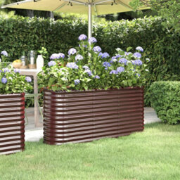 Walplus Garden Raised Bed Galvanised Steel 152X40X68 Cm Brown