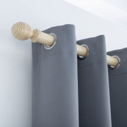 A.unique Home Ribbed Wooden Curtain Pole With Rings And Fittings - 35mm - 150Cm - Antique Vanilla - thumbnail 2