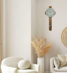 Contemporary 75Cm Wood Cross Design Wall Clock With Pendulum - thumbnail 3