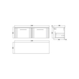 Balterley Belvide Partial Fluted 2 Drawer Wall Hung Vanity Unit With Carrera Marble Laminate Worktop - 1200mm - Satin Grey - thumbnail 2