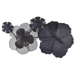 Wyld And Coco Red Iron Geometric Wall Art Flowers Sculpture, W88 X H45 X D11Cm, Solid Metal, Horizontal - thumbnail 3