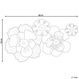 Wyld And Coco Red Iron Geometric Wall Art Flowers Sculpture, W88 X H45 X D11Cm, Solid Metal, Horizontal - thumbnail 4