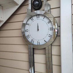 Deenz Full Mirrored Grandfather Round Style Large Wall Clock Sparkly Silver Mirrored Bling Home Decor
