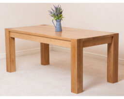 That's Furniture Kuba 180 X 90 Cm Chunky Oak Dining Table And 6 Chairs Dining Set With Washington Burgundy Leather Chairs - thumbnail 4