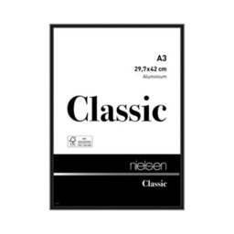 Nielsen Classic Polished Black Aluminium Picture Frame A3, 29.7X42Cm - With Float Glass And Push/turn Clips