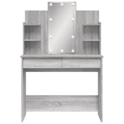 Berkfield Dressing Table With Led Lights Grey Sonoma 96X40X142 Cm - thumbnail 5