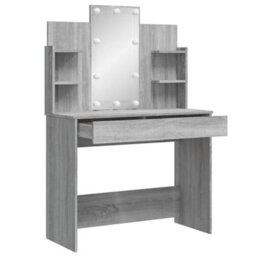 Berkfield Dressing Table With Led Lights Grey Sonoma 96X40X142 Cm - thumbnail 4