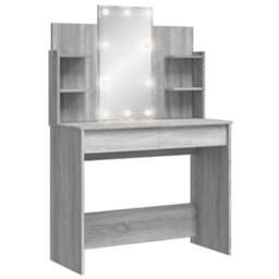 Berkfield Dressing Table With Led Lights Grey Sonoma 96X40X142 Cm - thumbnail 2