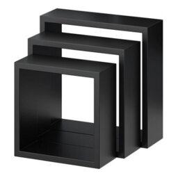GoodHome Rigga Satin Black Cube Shelf (L)30Cm X (D)9.8Cm, Set Of 3 - thumbnail 1