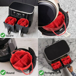 Spares2Go Air Fryer Basket Liner Silicone Round Tray Pot (Red, 4 Compartments) - thumbnail 3