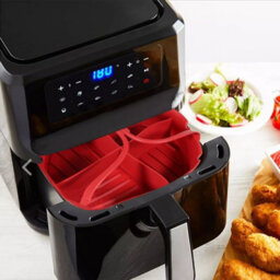 Spares2Go Air Fryer Basket Liner Silicone Round Tray Pot (Red, 4 Compartments) - thumbnail 9