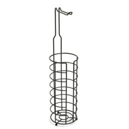 Wire Toilet Roll Holder Free Standing Storage Rust Resistant Metal, Black - thumbnail 3