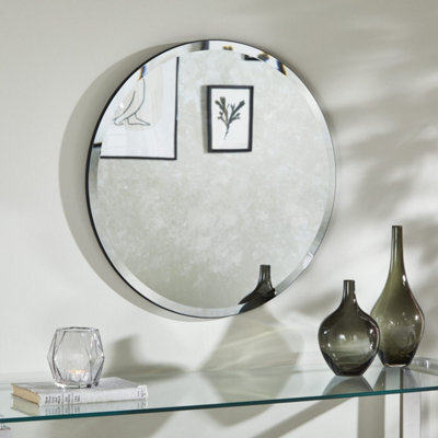 The Online Mirror Shop Round Mirror Simplistic Bevelled Round Shape With Stylish Black Outline- 60Cm Diameter For Hanging In Anywhere Inside Of Your Home - image 1
