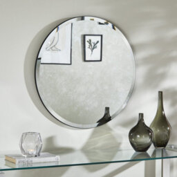The Online Mirror Shop Round Mirror Simplistic Bevelled Round Shape With Stylish Black Outline- 60Cm Diameter For Hanging In Anywhere Inside Of Your Home