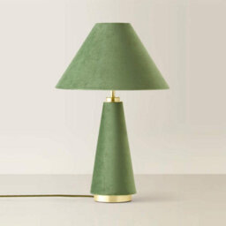 Valuelights Martha Green Conical Lamp Shade Velvet Fabric Table Lamp With Bulb - thumbnail 3