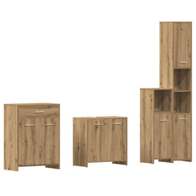 Berkfield Durable 4 Piece Bathroom Furniture Set Artisan Oak Engineered Wood
