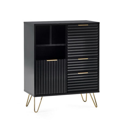 Oakham Premium Bellano 2 Door 2 Drawer Sideboard In Matt Black - image 1