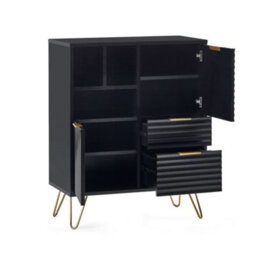 Oakham Premium Bellano 2 Door 2 Drawer Sideboard In Matt Black - thumbnail 2