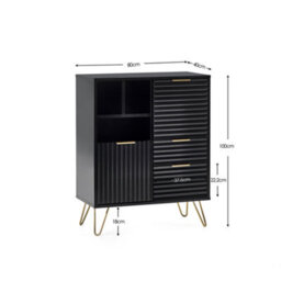 Oakham Premium Bellano 2 Door 2 Drawer Sideboard In Matt Black - thumbnail 5