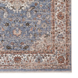 Blue Brown Terracotta Traditional Abstract Bordered 10mm Pile Rug For Bedroom, Living Room, & Dining Room-80Cm X 300Cm (Runner) - thumbnail 4