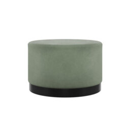 Wyld Haus Kalua Large Round Velvet Stool Sage Green Matt Black Base - thumbnail 2