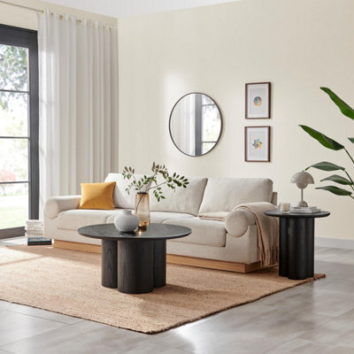 Furniturebox Uk Sutton Round Black Veneer Wood Coffee Table - image 1