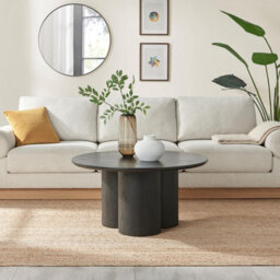 Furniturebox Uk Sutton Round Black Veneer Wood Coffee Table - thumbnail 2