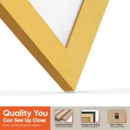 "AK Frames 25X17"" Gold Modern Vinyl Record Frame With White Mount For 12 Inch Lp Cover & Disc - Overlapped Design" - thumbnail 3