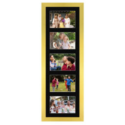 AK Frames 26X8 Gold Modern Multi Photo Frame With Black Mount - Holds 5 Apertures (5X) 6X4 Photos - thumbnail 1