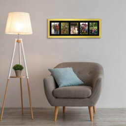 AK Frames 26X8 Gold Modern Multi Photo Frame With Black Mount - Holds 5 Apertures (5X) 6X4 Photos - thumbnail 3