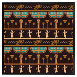 "Andrew Lee Orange & Black Hieroglyphs (Picutre Frame) / 20X20"" / Grey" - thumbnail 1
