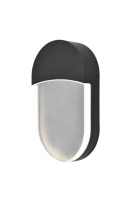 GoodHome Fixed Matt Black Mains-Powered Integrated Led Outdoor Wall Light 400Lm - image 1
