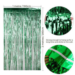 Neel Blue Green Metallic Tinsel Curtain Foil Fringe Backdrop Steamers - 1M X 2M - thumbnail 2