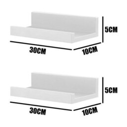 30Cm Floating Shelves Set Of 2 No Bracket Boards For Living Room Kitchen Bedroom Office Wall Mounted Fixings Included White - thumbnail 2