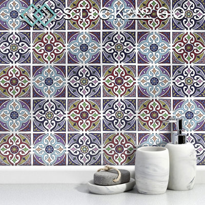 "Stick And Go Self Adhesive Stick On Tiles Morocco 4"" X 4"" Box Of 18 Apply Over Any Tile, Or Directly On To The Wall"