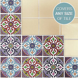 "Stick And Go Self Adhesive Stick On Tiles Morocco 4"" X 4"" Box Of 18 Apply Over Any Tile, Or Directly On To The Wall" - thumbnail 4